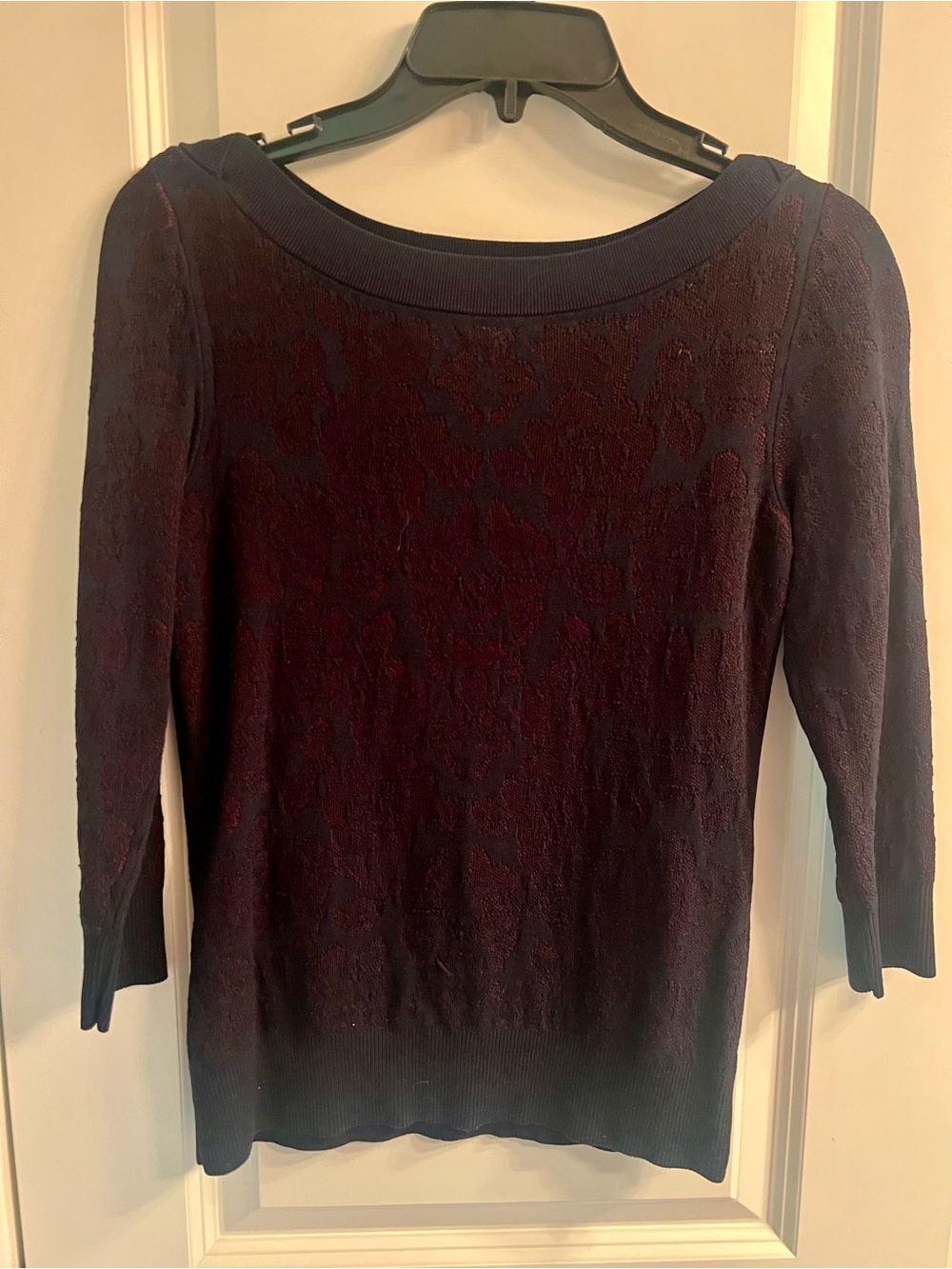 Ann Taylor Women's Scoop Neck Sweater in Navy and Burgundy